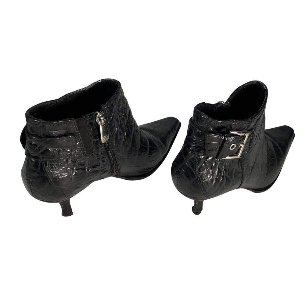 Vintage Donald Pliner Croc Embossed Black Boots 7.5 - Picture 4 of 4